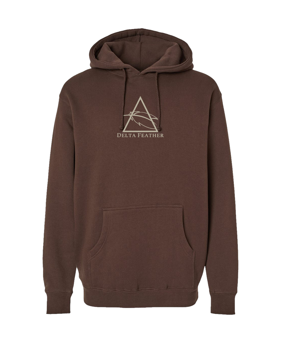 Delta Feather heavyweight brown logo hoodie