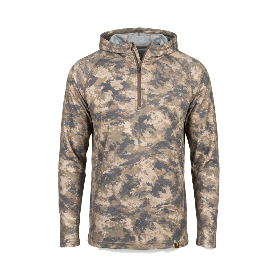 Delta Feather Gathering 1/4 zip hoodie in Broomsedge camo