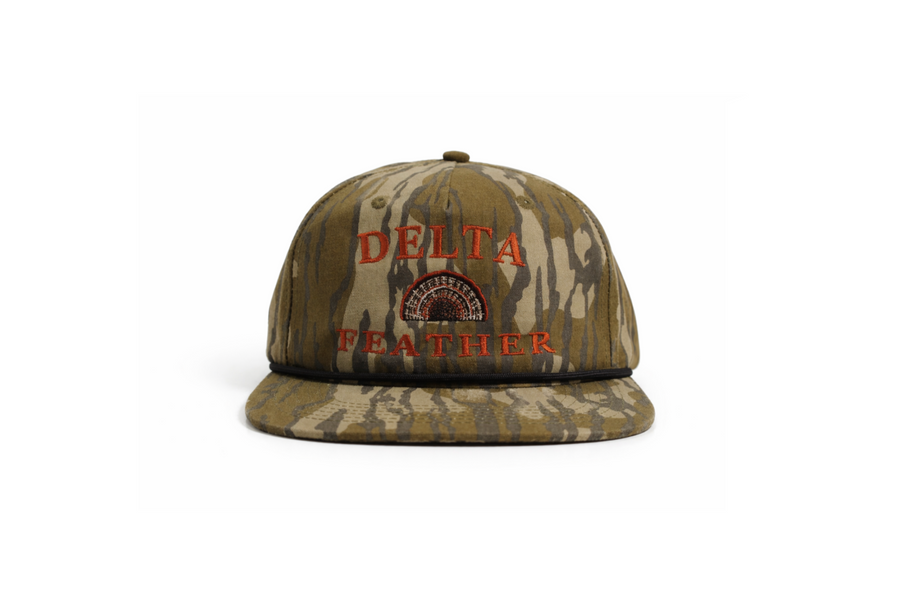 Delta Feather The Tom turkey hunting hat in Bottomland camo