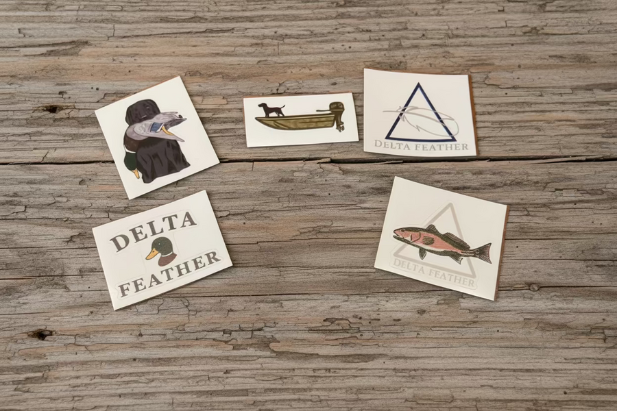 Delta Feather sticker pack with classic duck hunting designs