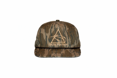 Delta Feather OG Bottomland camo logo hat for the timber