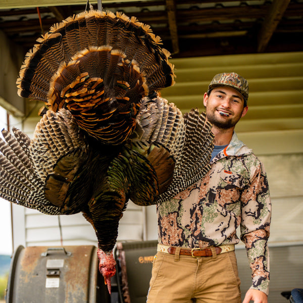 Delta Feather The Tom turkey hunting hat in Bottomland camo — alternate view