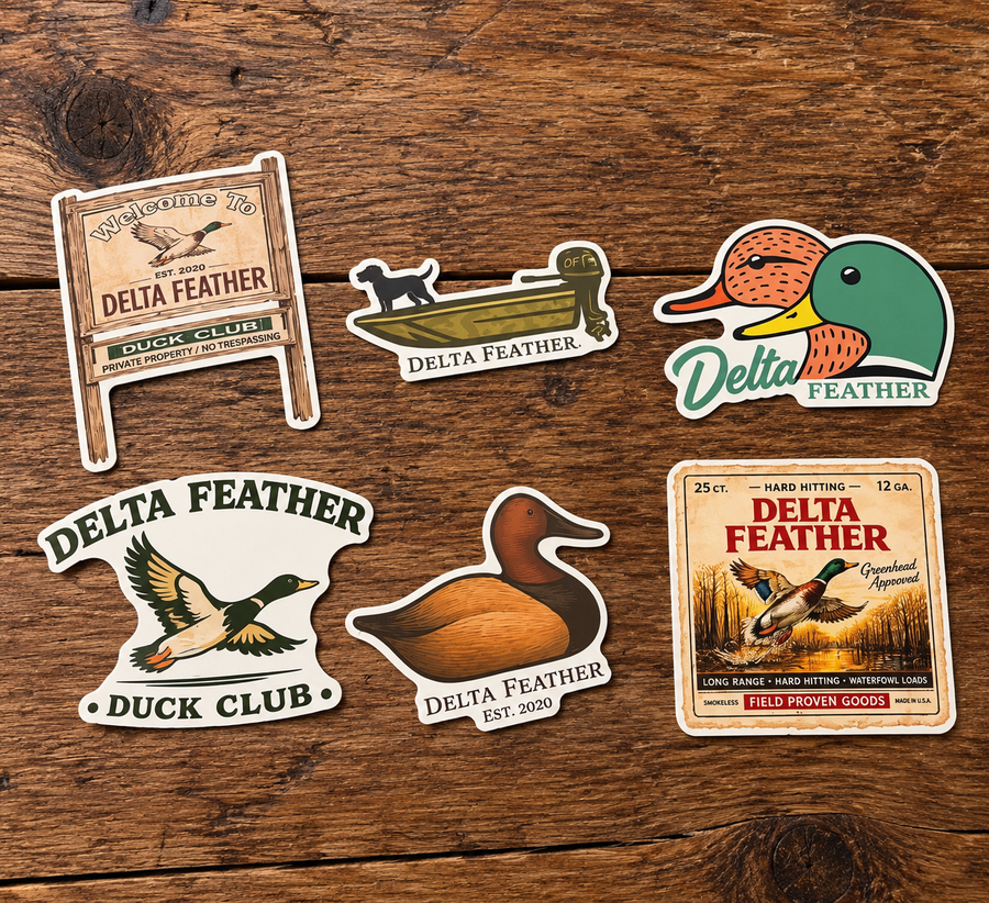 Delta Feather Old School weatherproof sticker pack