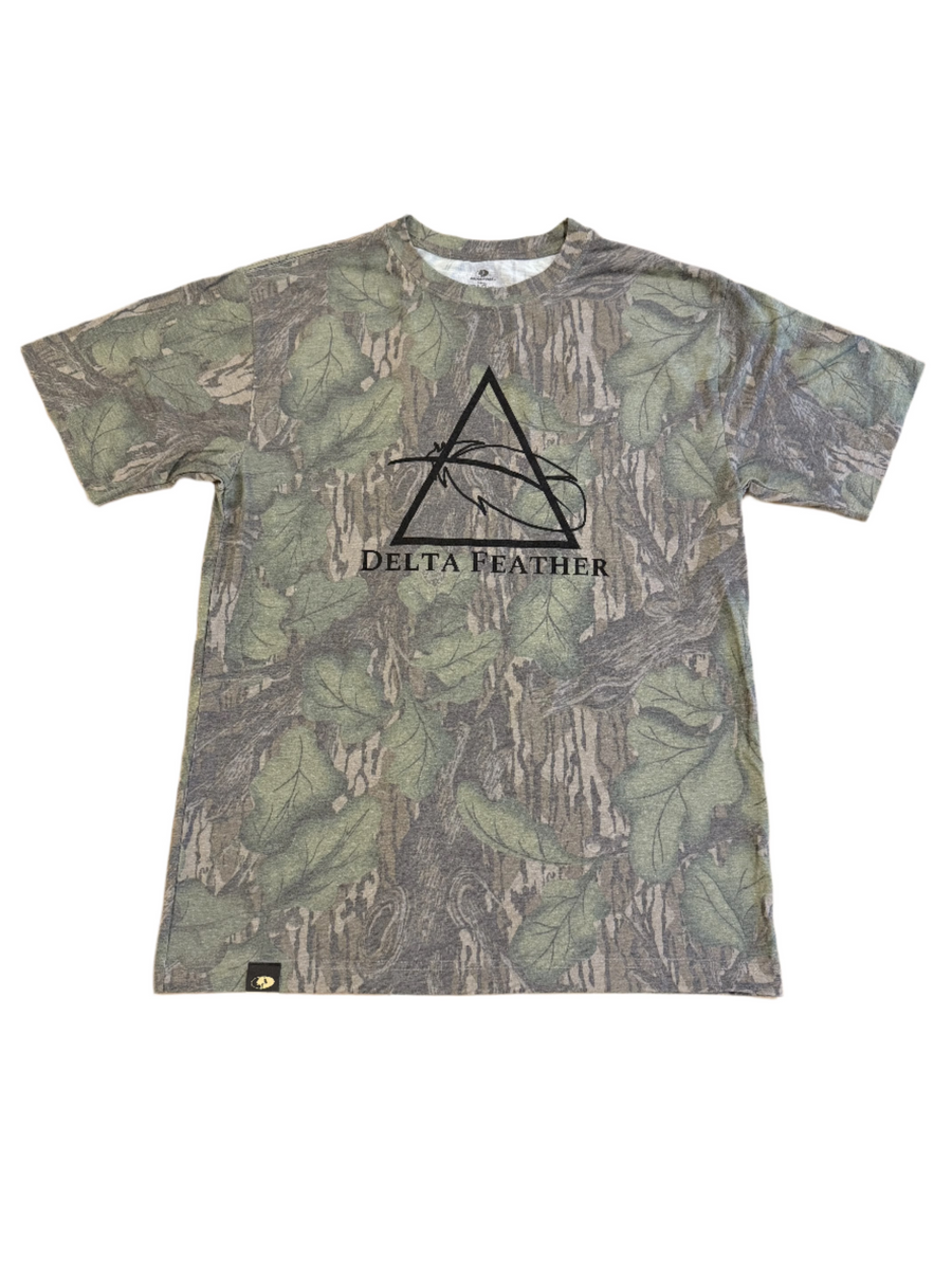 Delta Feather Full Foliage Mossy Oak camo logo t-shirt