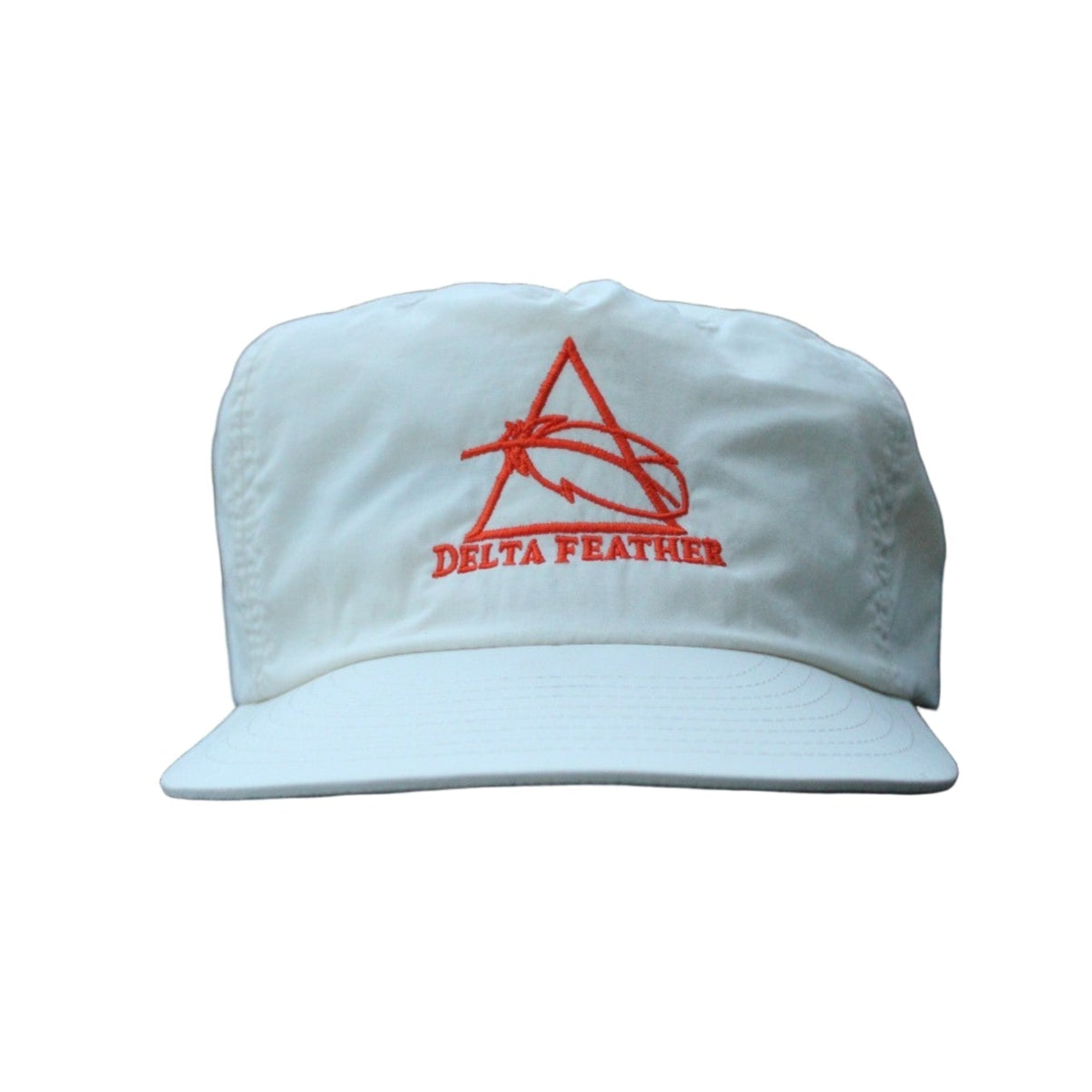 white hat with a tennessee orange Delta Feather Logo 