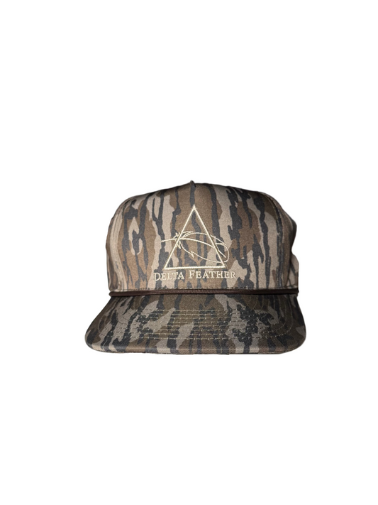 Camouflage cap with a logo on a white background