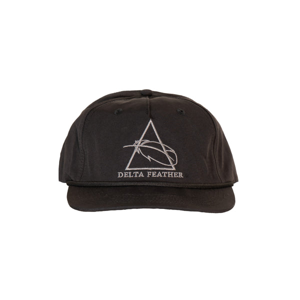 Delta Feather Black OG rope hat with embroidered logo for hunting and the outdoors