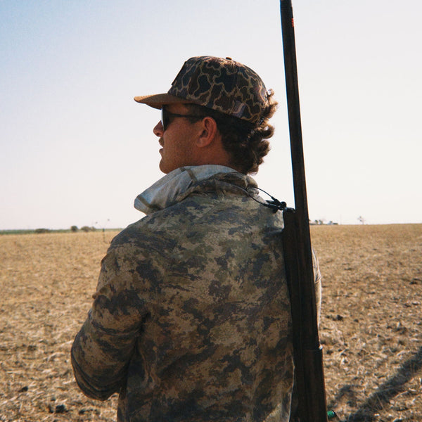 Delta Feather Gathering 1/4 zip hoodie in Broomsedge camo — alternate view
