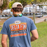 Delta Fin Bait & Tackle pocket fishing t-shirt by Delta Feather — alternate view