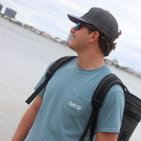 Delta Fin The Robinson pocket fishing t-shirt by Delta Feather — detail view