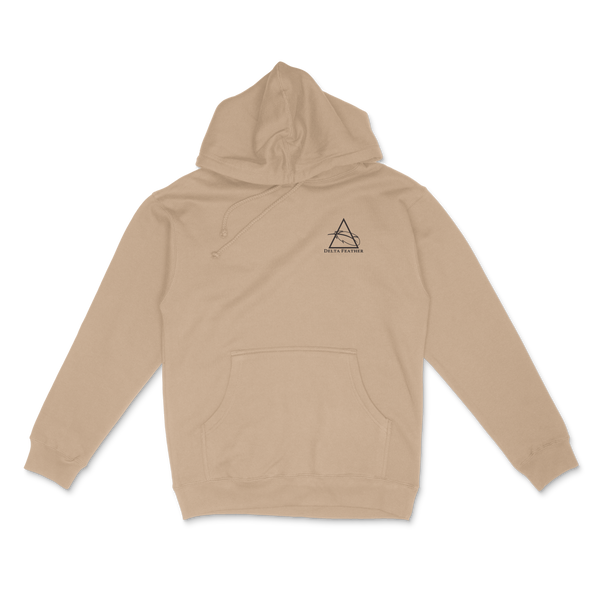 Delta Feather Man's Best Friend heavyweight hoodie with black lab and mallard design — alternate view