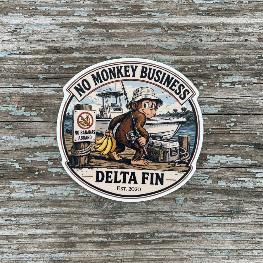 Delta Feather No Monkey Business no-bananas boat sticker for duck hunters