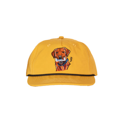 Delta Feather Retriever rope hat with retriever and duck design