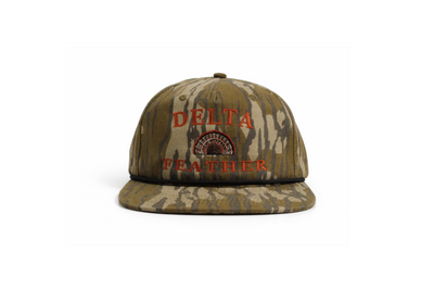 Delta Feather The Tom turkey hunting hat in Bottomland camo