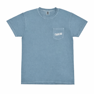Blue t-shirt with a pocket on a white background